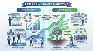 Infographic of paid ads vs organic marketing